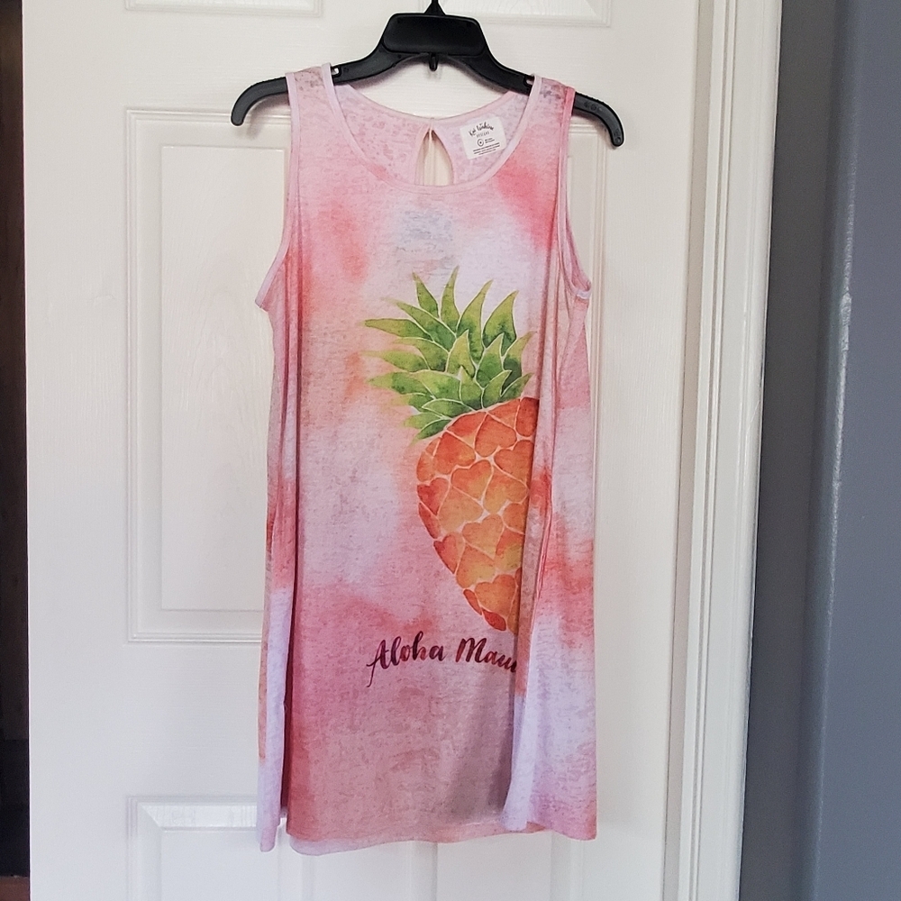 Kai Wahine Hawaiian Dress Pineapple Burnout Tank Vacation Beach Summer Medium‎